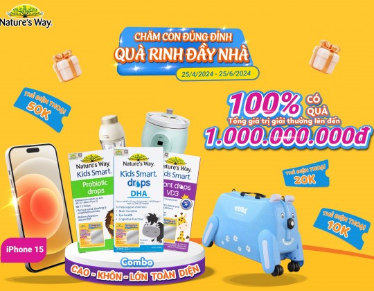 SIÊU HOT: 100% cào là trúng khi mua bộ 3 Kids Smart Drops của Nature's Way