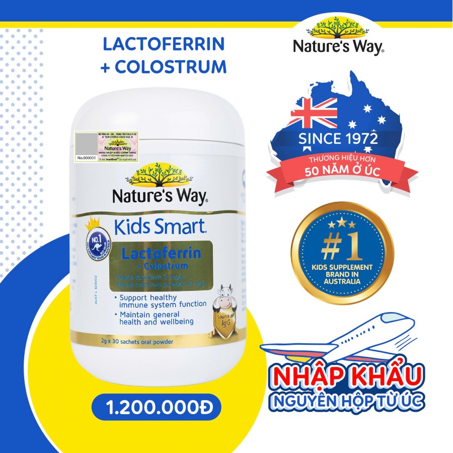 Nature’s Way Kids Smart Lactoferrin + Colostrum – Hỗ trợ tăng cường đề kháng cho bé