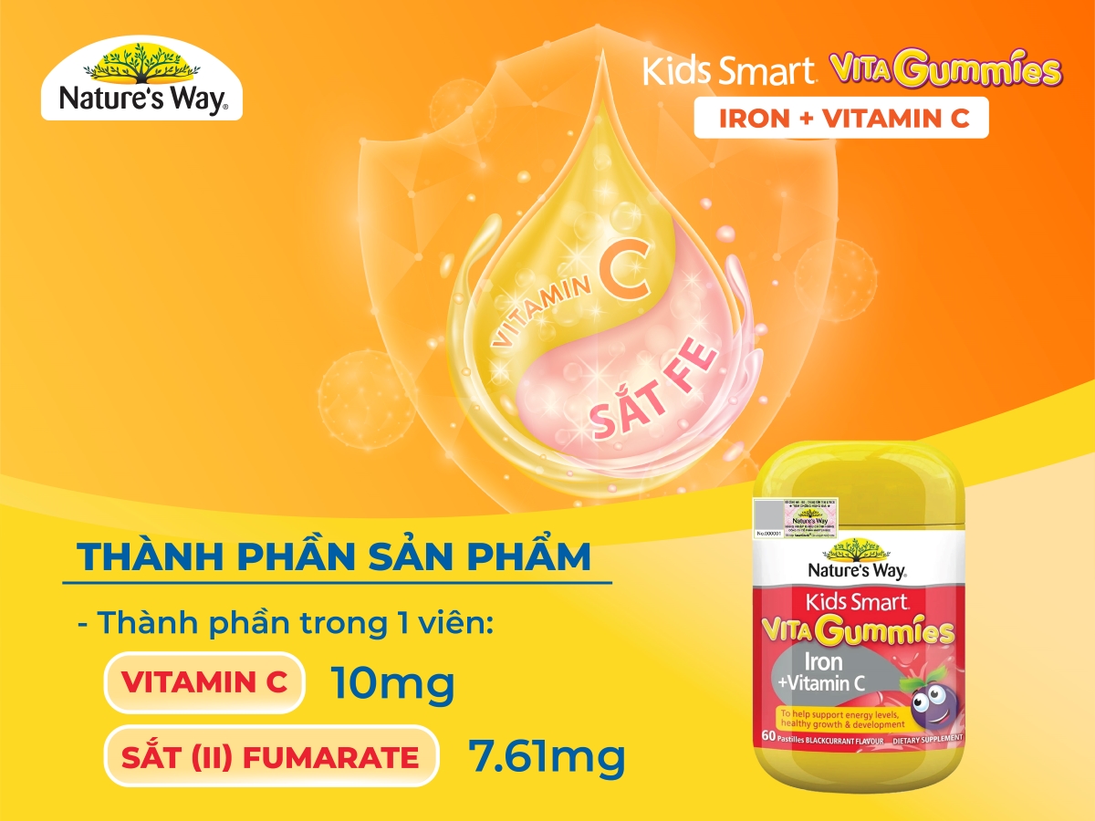 Nature’s Way High Strength Iron + Vitamin C – Bổ sung sắt và vitamin C cho trẻ