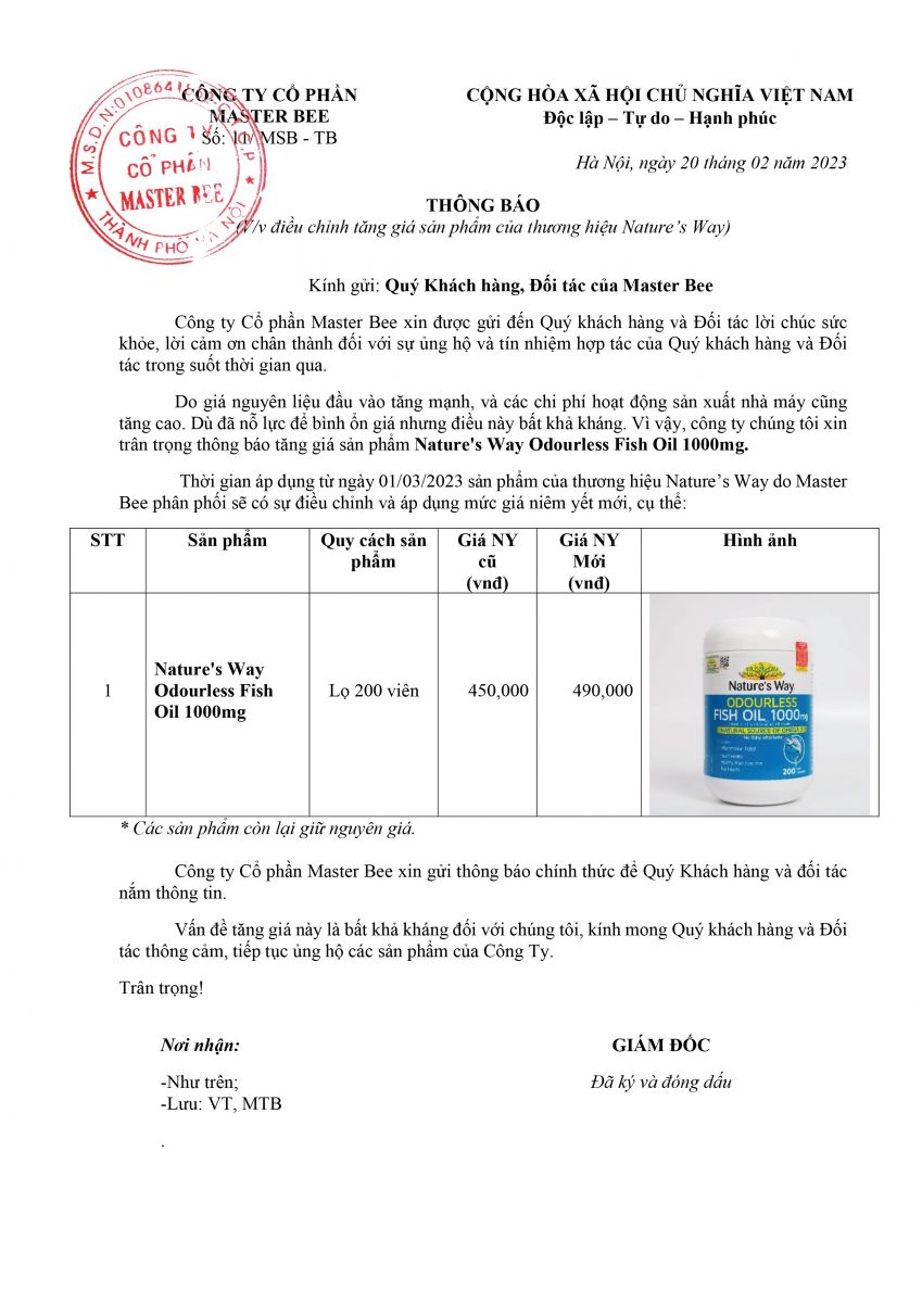 Tăng giá sản phẩm Nature's Way Odourless Fish Oil 1000mg